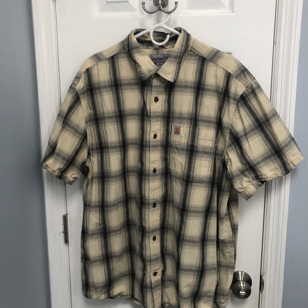 Carhartt Men's Relaxed Fit Short sleeve Plaid Button Down Shirt Outdoor 2XL